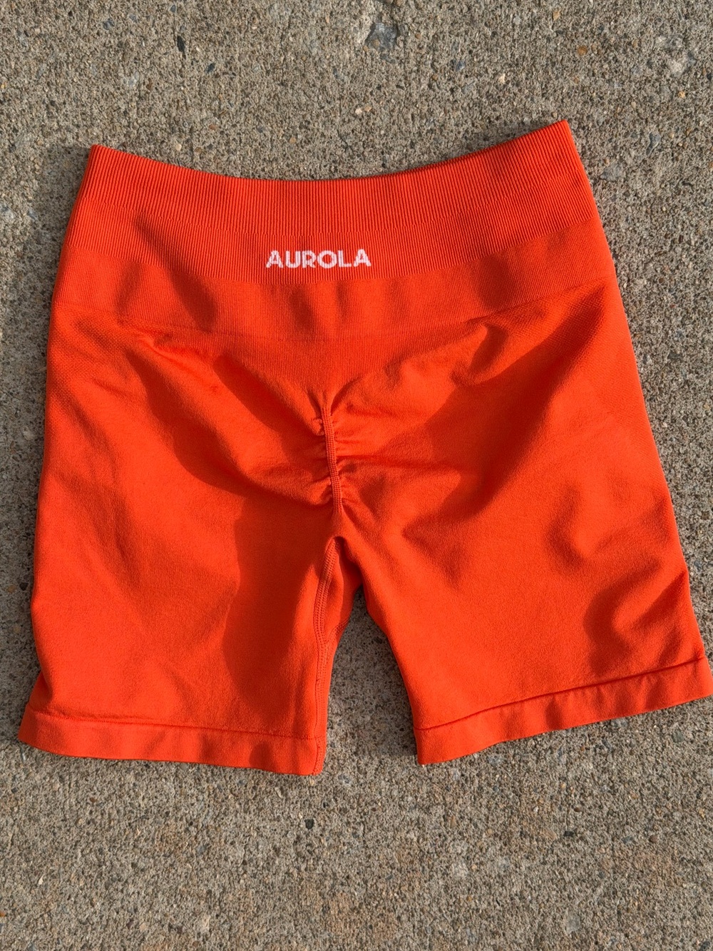 AUROLA Seamless Scrunch Biker Shorts Orange High Waist S/M